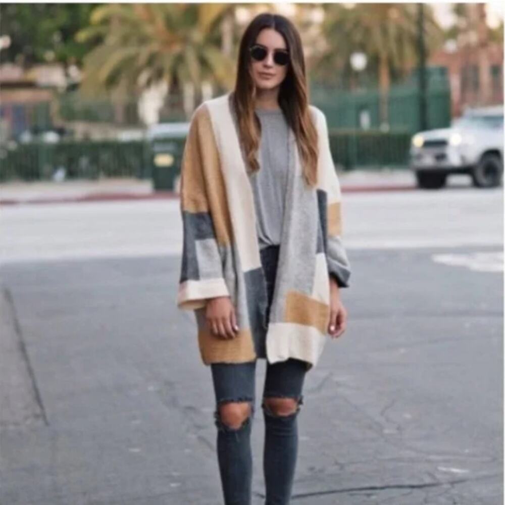 New! Topshop Patchwork Oversize Open Cardigan In … - image 2